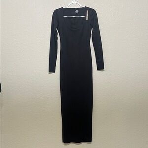 SKIMS Classic Black Long Sleeve Maxi Dress